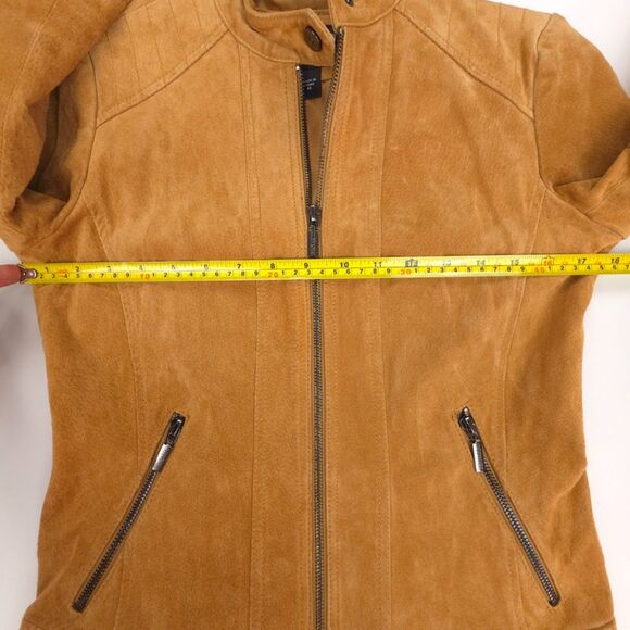 BERNARDO Suede Leather Tailored Biker Jacket Old Money Clean Girl Moto Western - Picture 3 of 9